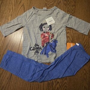 Gymboree Gray and Blue Kids Matching Set 5/6